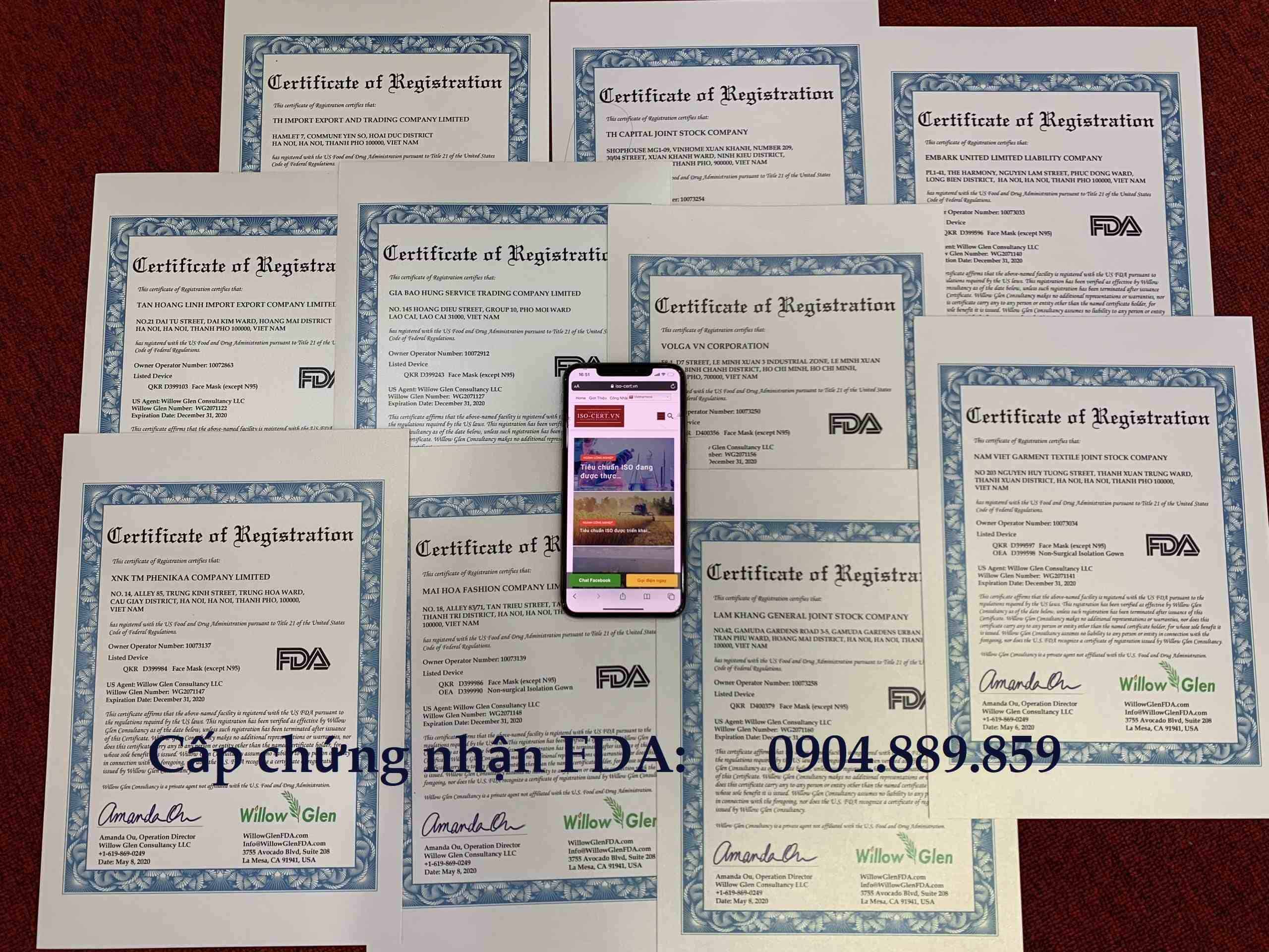 chung nhan fda 2ok - Đăng Ký FDA cho Khẩu Trang Y Tế và Vải Kháng Khuẩn