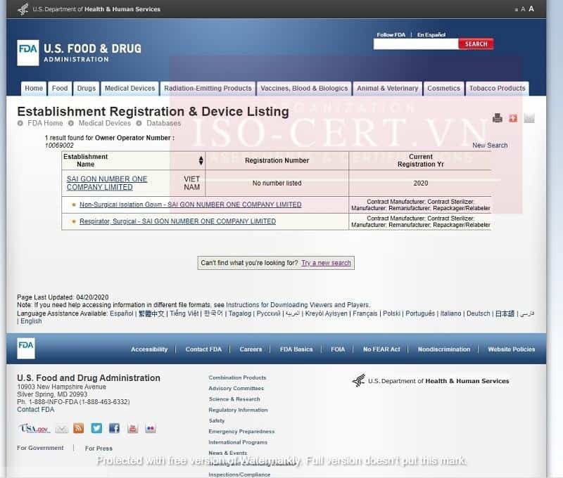 screenshot 2a - Hướng Dẫn Tra Cứu Mã Số FDA - Owner/Operator Number trong FDA.GOV