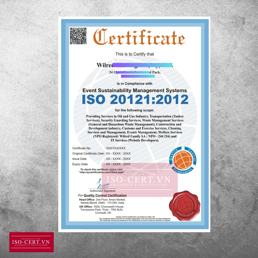 Chứng Nhận Iso 20121