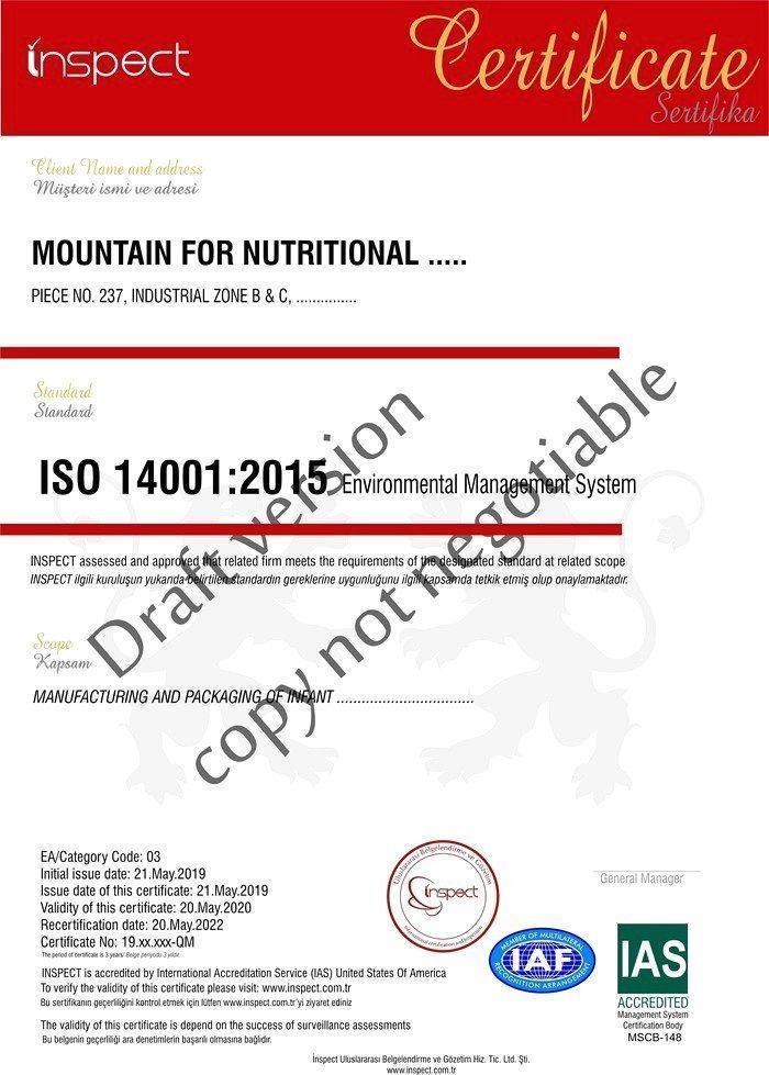 Mẫu chứng nhận iso 14001 quốc tế